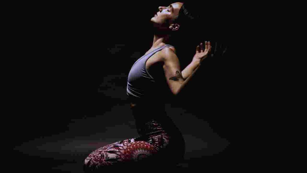 a woman in a yoga pose